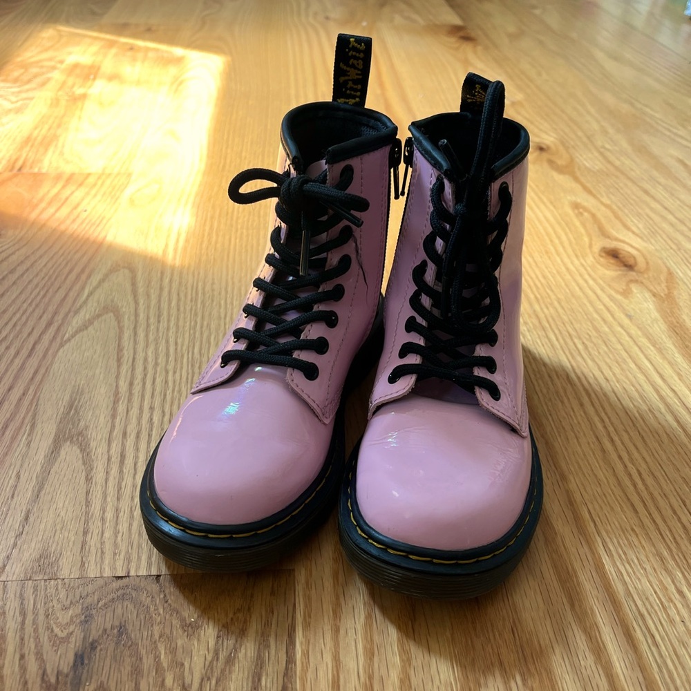 Kid size US 12 pink patent leather doc martens